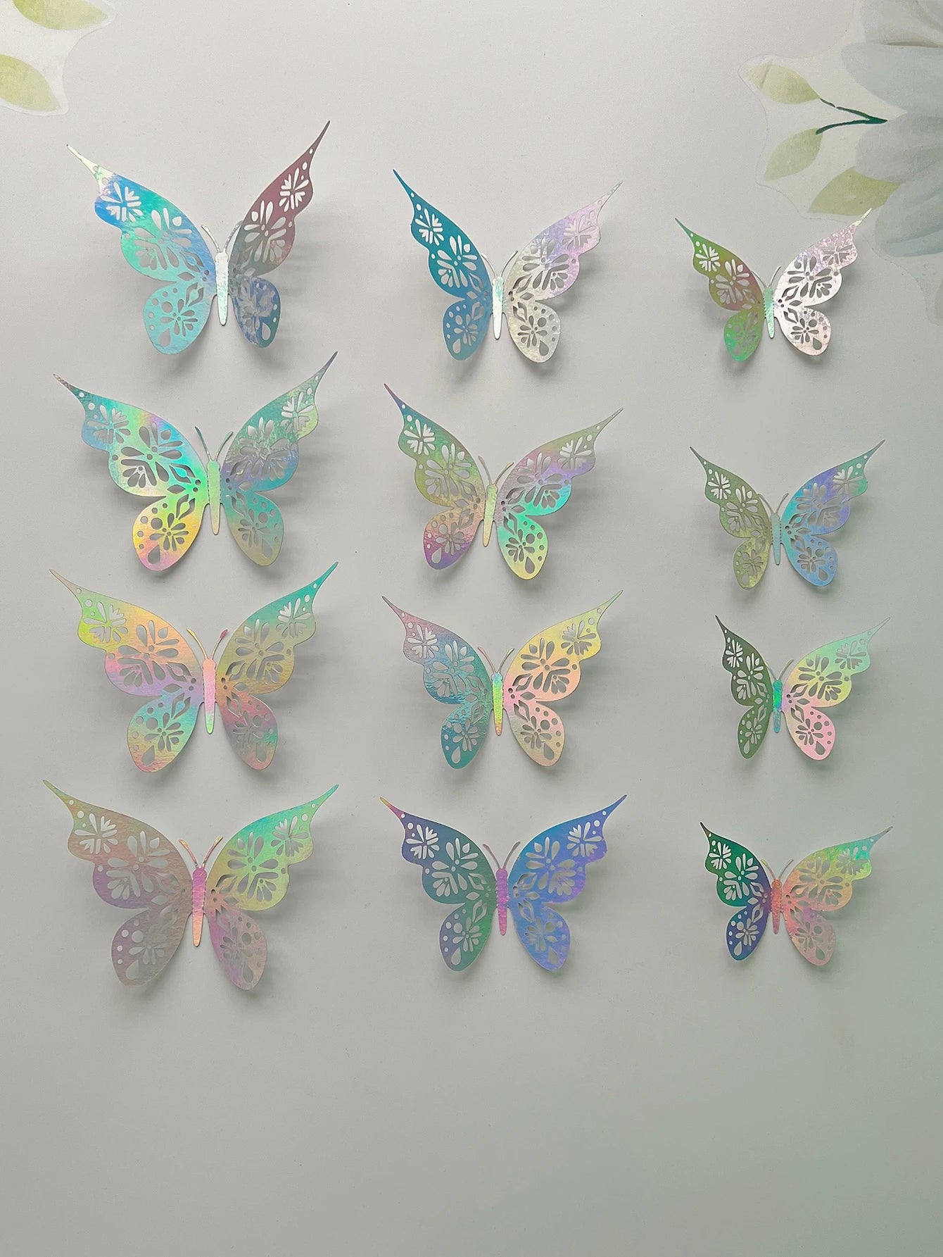 12 Pieces 3D Hollow Butterfly Wall Sticker - Bedroom Living Room Home Decoration Paper Butterflies