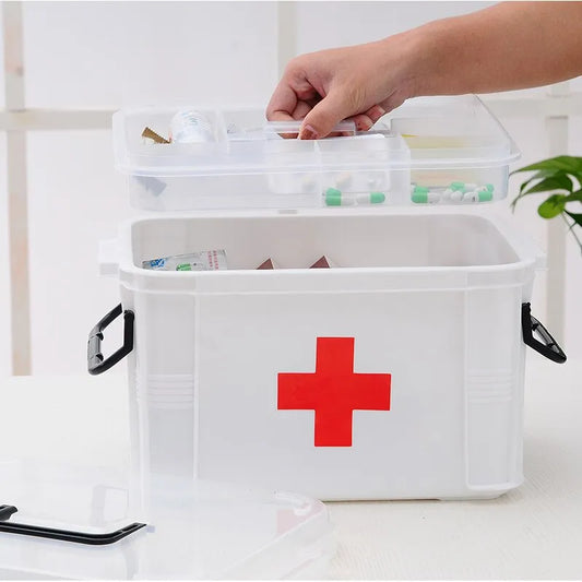 Double-Layer Futuristic Medicine Storage Box - Portable Household Emergency Medical Kit Organizer