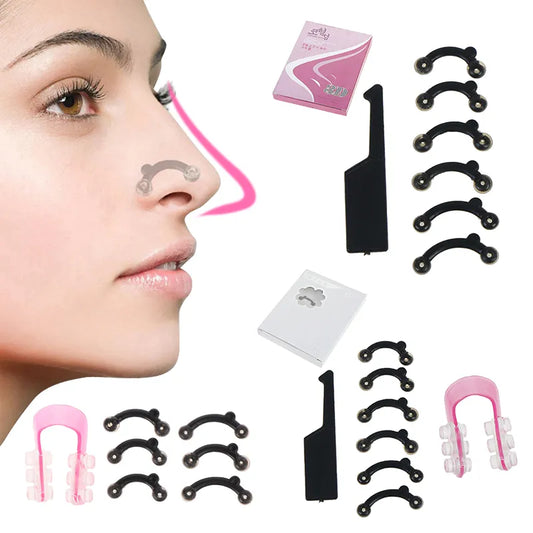 Elevate Your Nose Beauty with a 6-Piece Beauty Nose Up Lifting Set - No Pain Nose Shaping Clips and Massager Tools for Women and Girls in 3 Sizes