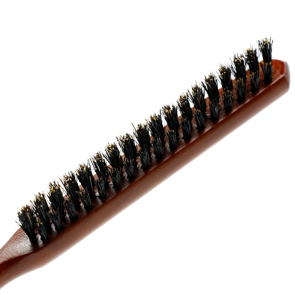 Natural Boar Bristle Hair Fluffy Comb - Wood Handle Hair Brush - Anti-Static Barber Hair Comb - Scalp Massage Hairdresser Styling Tool