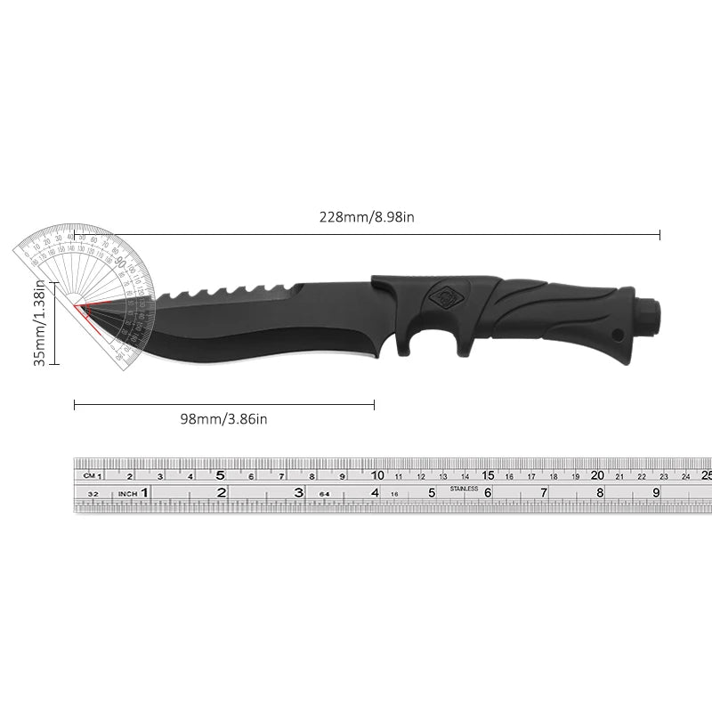 Fixed Blade Camping and Hunting Knife – Tactical Bowie Knife with Sheath, Full Tang Design