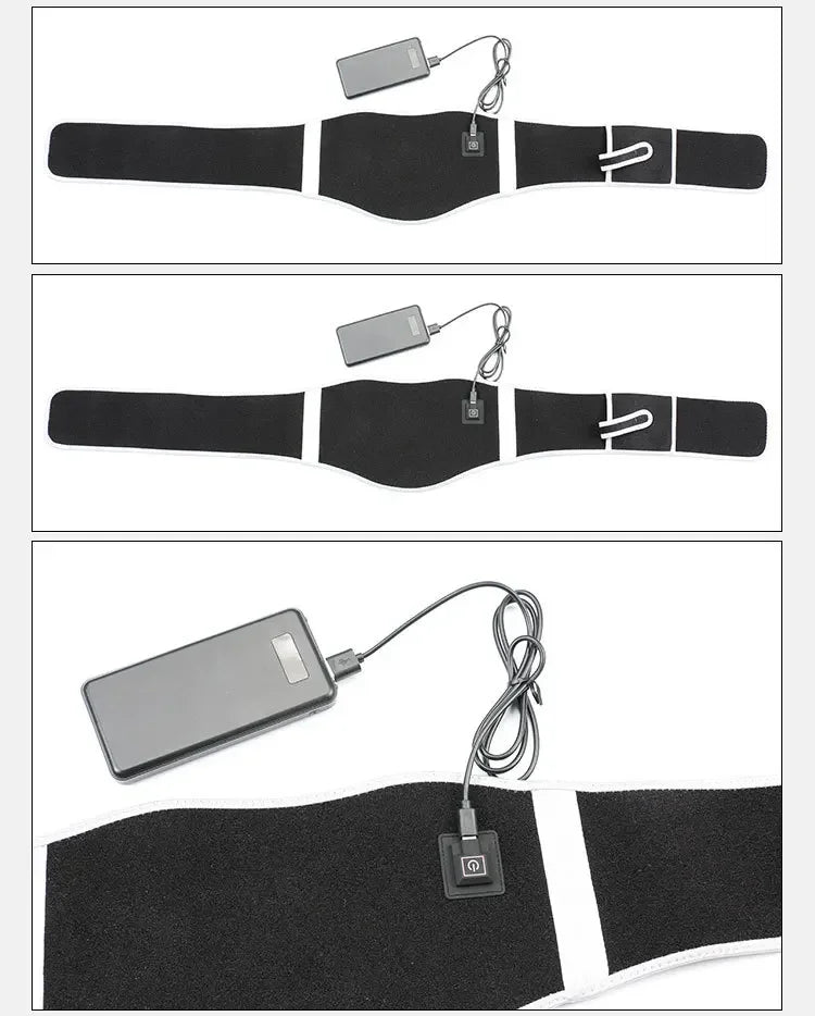 USB Electric Heating Lumbar Support Belt - Hot Waist Back Pad Massager for Pain Relief Therapy