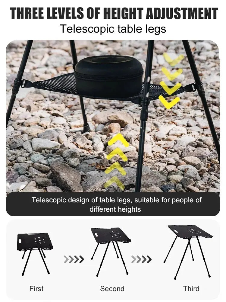 WESTTUNE Camping IGT Tactical Table - Lightweight Folding Aluminum Alloy Outdoor Table with Accessories, Adjustable & Multifunctional