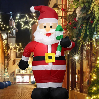 1.2M Santa Claus Christmas Inflatable Crutch - Outdoor Decoration with LED Lights, Garden Party Ornament