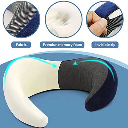 Memory Foam Neck Pillow: Portable Travel Cervical Vertebra Support - U-shaped Design for Comfortable Sleep on Aircraft, Camping, and Noon Breaks with Carry Bag