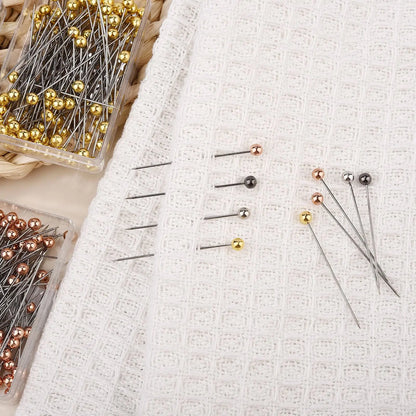 Fashion Sewing Needles Set - 50/100Pcs Colored Glass/Ceramic Head Bead Pins for Stitch Knitting, 32mm DIY Safety Pins