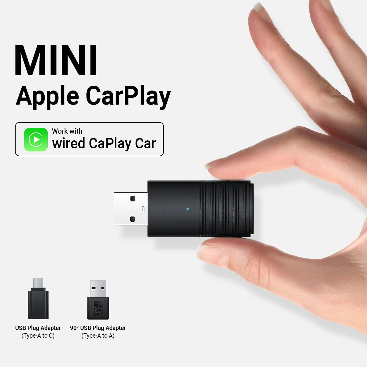 Mini Apple CarPlay Wireless Adapter | Car Play Dongle Bluetooth WiFi | Fast Connect Plug and Play | OEM Wired CarPlay Compatible