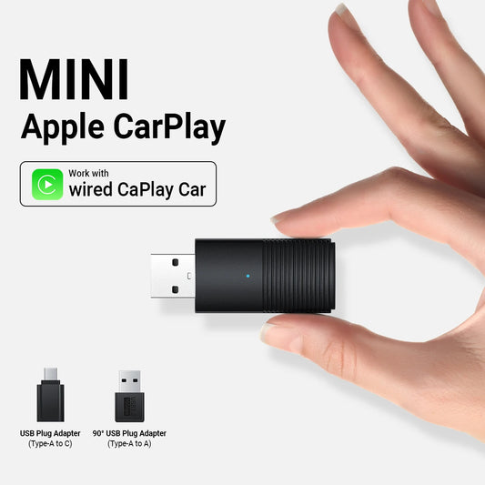 Mini Apple CarPlay Wireless Adapter | Car Play Dongle Bluetooth WiFi | Fast Connect Plug and Play | OEM Wired CarPlay Compatible