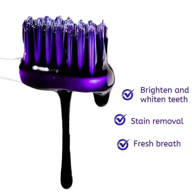 V34 SMILEKIT Purple Whitening Toothpaste - 30ml Stain Removal and Yellowing Reduction for Teeth and Gums, Fresh Breath and Brightening Care