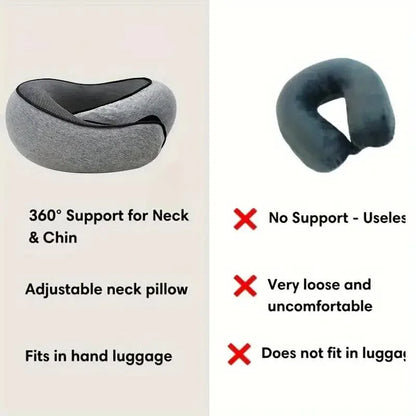 Memory Foam Travel Neck Pillow – U-Shaped Snail Style, Adjustable & Portable Neck Support for Naps