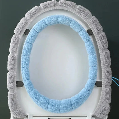 Knitted Warm Toilet Cover with Carry Handle | Thickened Star Design for All Seasons | General Purpose Toilet Seat Cover