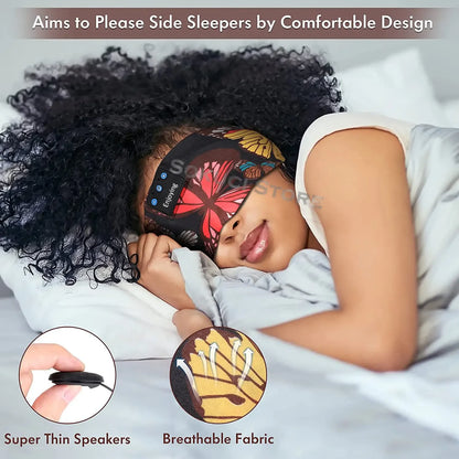 Bluetooth 5.2 Sleep Headphones - Floral Sleep Mask Headband for Side Sleepers, Sports, and Travel - Best Gift for Music Lovers