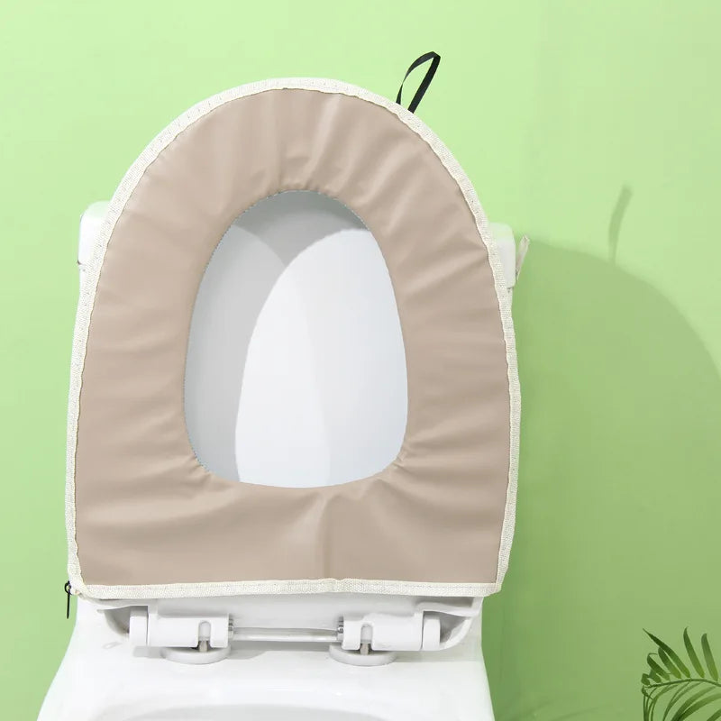 Plush Universal Toilet Seat Cover – Waterproof, Washable, and Decorative Bathroom Mat with Zipper