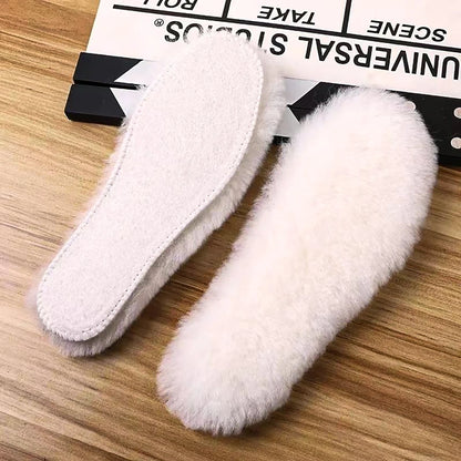 Genuine Sheepskin Fleece Insoles - Thick Cashmere Thermal Wool Inner Soles for Men and Women, Perfect for Shoes and Snow Boots