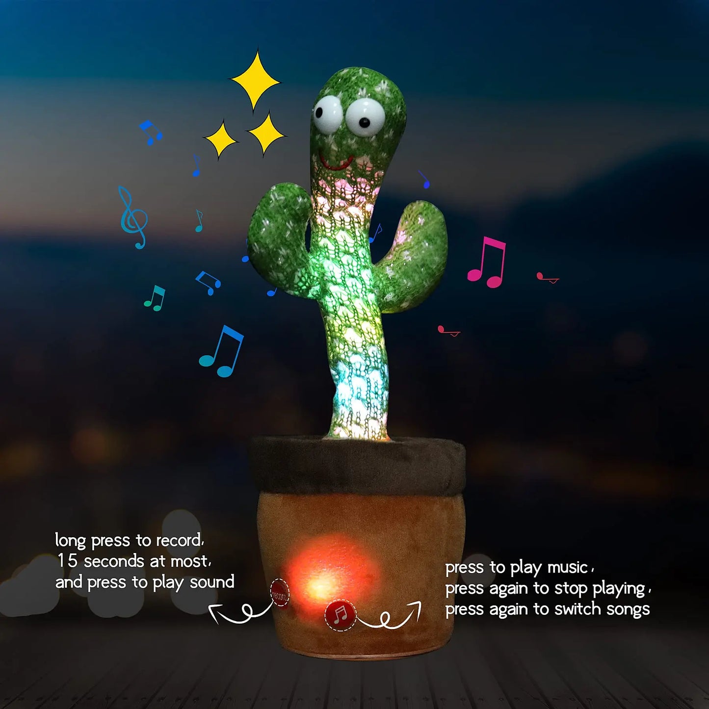 Dancing Cactus Repeat Talking Toy: Interactive Plush with Singing & Recording Features