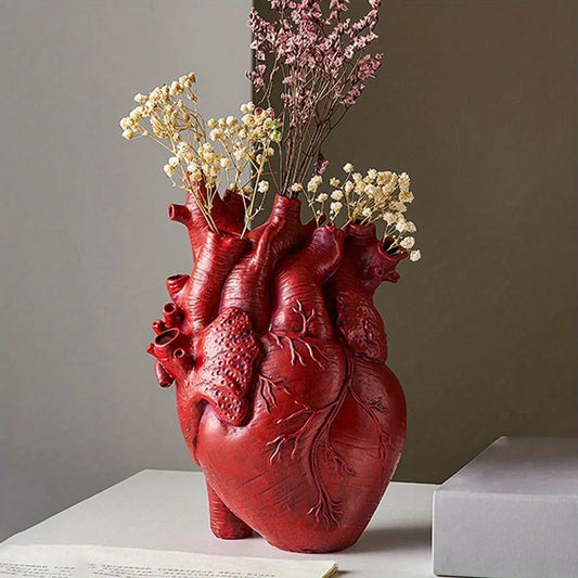 Creative Heart-Shaped Resin Vase for Flowers – Customized Desktop Home Decoration Sculpture