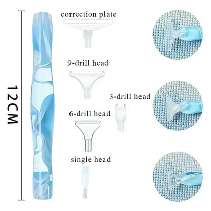 5D DIY Diamond Pen Spot Drill Set – Multifunctional Resin Diamond Embroidery Tool with 5 Pen Heads for Easy Application