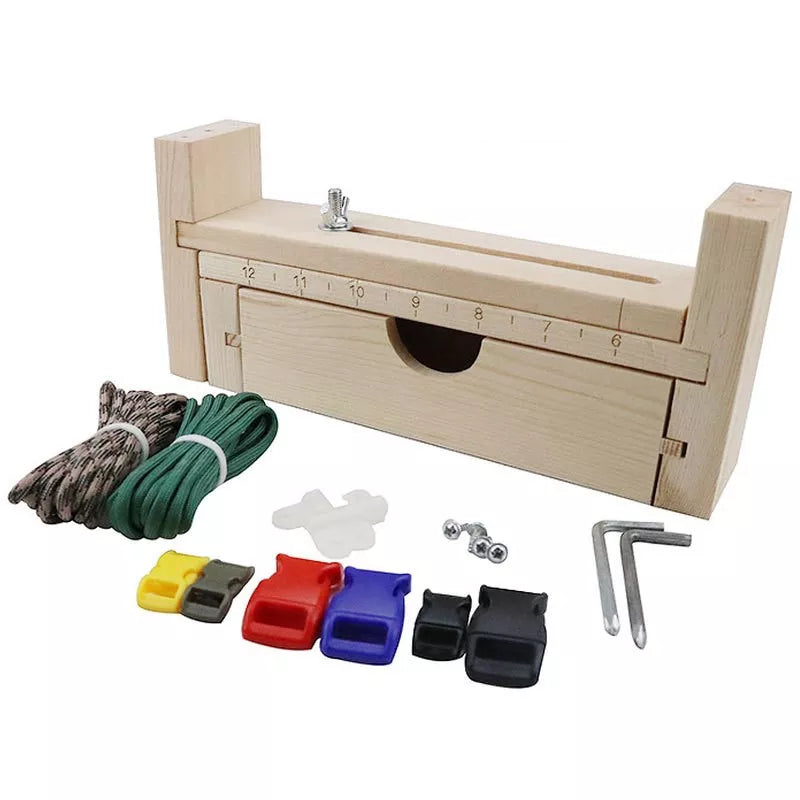 DIY Bracelet Woven Workbench - Adjustable Length Manual Wooden Paracord Jigs Set - Rope Weaving Maker Platform and Tool