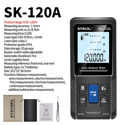 Snakol Laser Distance Meter - Digital Rangefinder with 40m to 120m Options, Accurate Distance Measuring Tape and Ruler