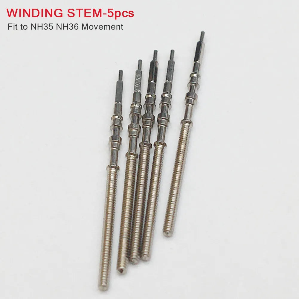 5pcs NH35 NH36A Winding Stem Modification Replacement Parts - Genuine Spare Stem for NH35A Automatic Mechanical Movement