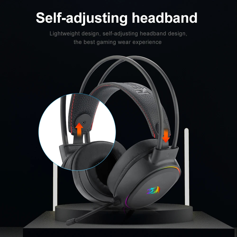 REDRAGON G588 RGB Gaming Headphones – 7.1 USB Surround Sound Computer Headset with Microphone for PC and Laptop