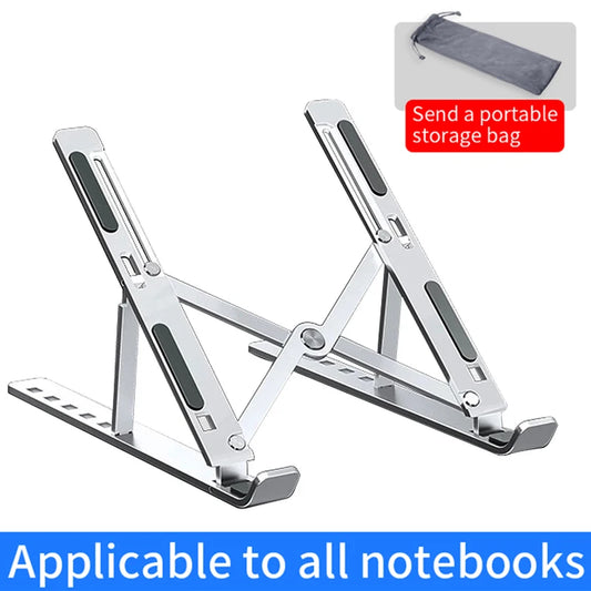 Adjustable Aluminum Alloy Laptop Stand - Foldable & Portable Notebook Holder for Cooling and Ergonomic Comfort - Non-Slip Bracket for Computer