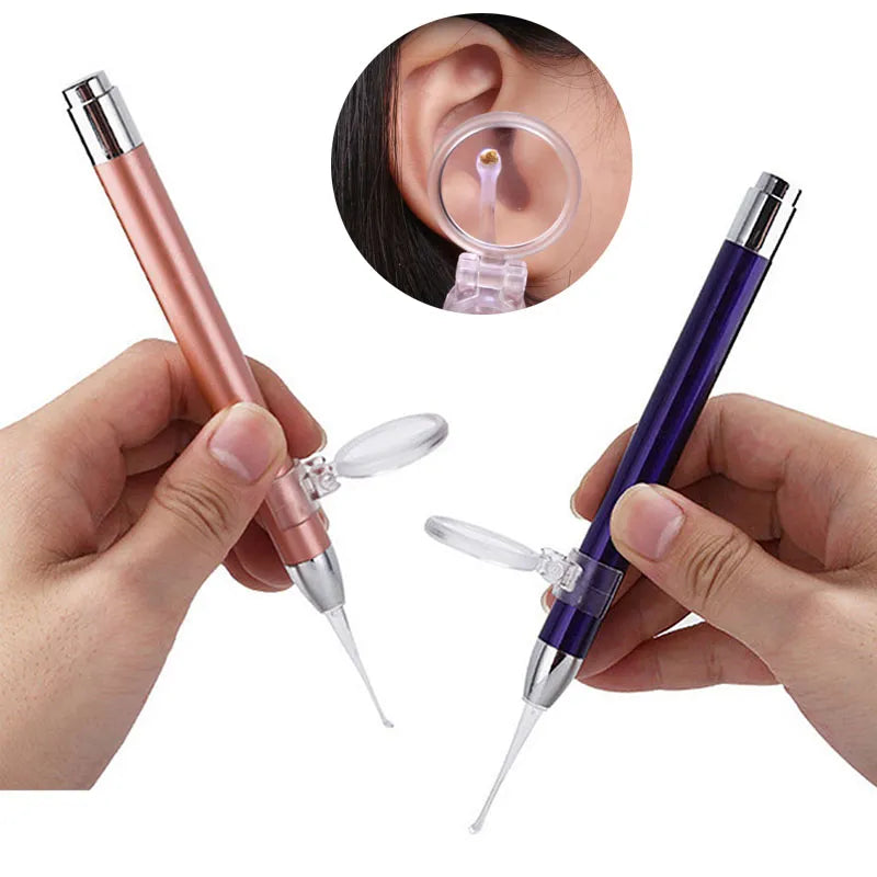 LED Flashlight Earpick: Baby Ear Cleaner Endoscope Penlight Spoon with Magnifier - Ear Wax Removal Tool