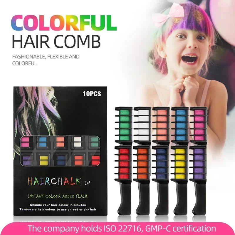 Instant Hair Dye Chalk: 10/1 pcs Fashion Color Chalk for Hair - Temporary Colored Mascara for Girls