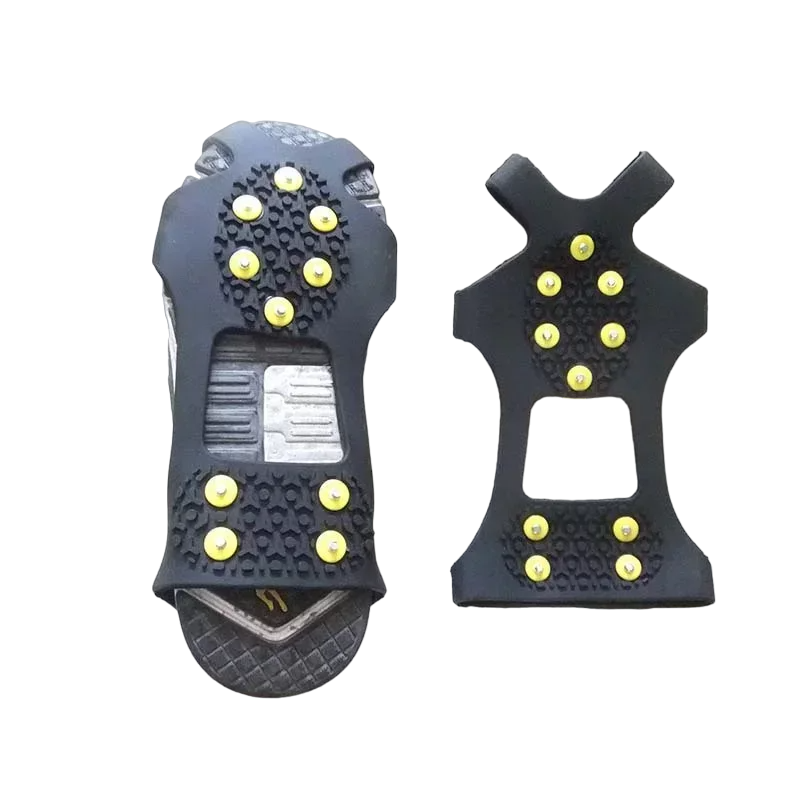 1 Pair 10 Studs Anti-Skid Snow Ice Climbing Shoe Spikes - Winter Ice Grips Cleats Crampons for Anti-Slip Shoe Cover