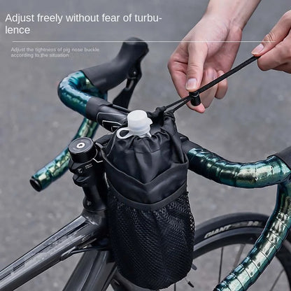 Bicycle Handlebar Stem Thermal Bag - Bike Bottle Holder with Mesh Pocket, Coffee Cup Holders, Cycling Water Bottle Carrier Bag