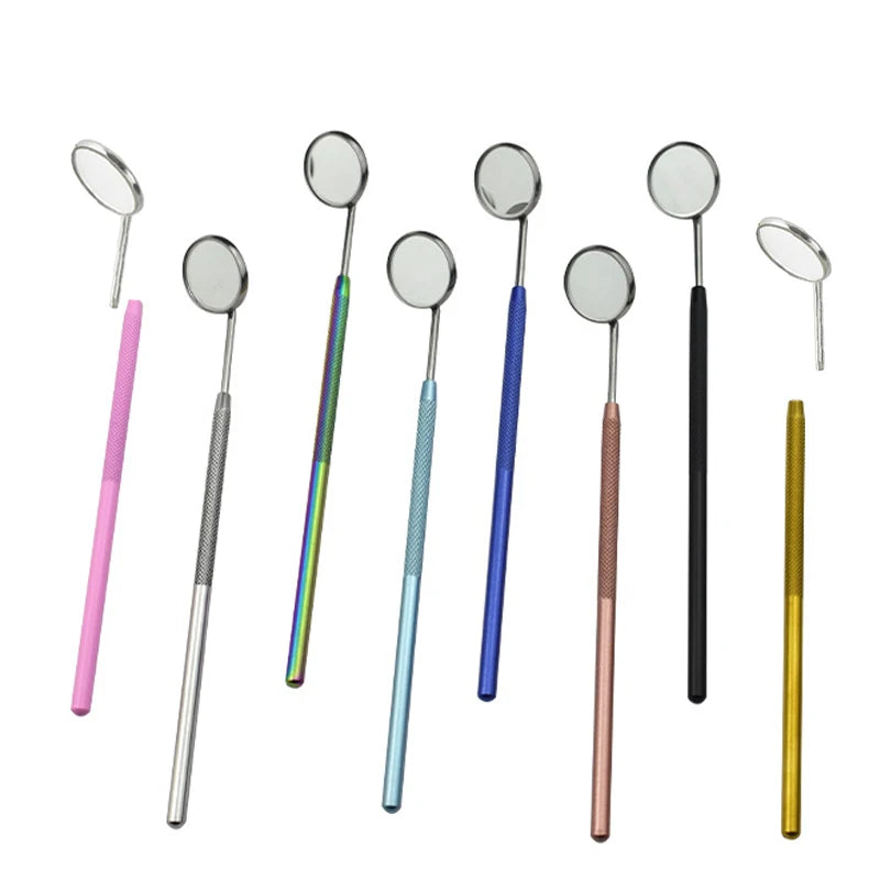 Dental Mouth Mirror Reflector - Multifunction Oral Examination Tool with Detachable Stainless Steel Handle, 8 Colors