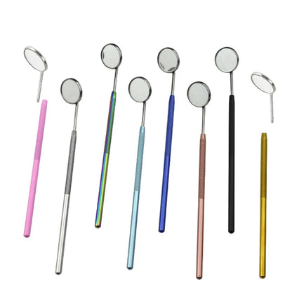 Dental Mouth Mirror Reflector - Multifunction Oral Examination Tool with Detachable Stainless Steel Handle, 8 Colors