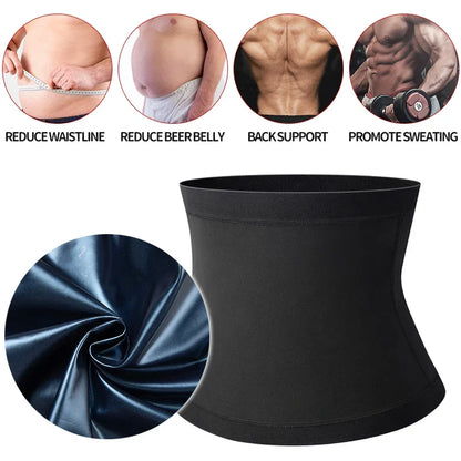 Men's Abdomen Reducer Sauna Body Shaper - Fitness Sweat Trimmer Belt, Waist Trainer Corset for Belly Slimming - Waist Shapewear