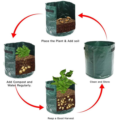 Potato Grow Bags – PE Vegetable Planter, DIY Fabric Grow Pot for Outdoor Garden, Available in 1-12 Gallon Sizes