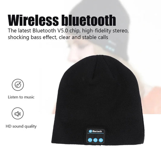 Bluetooth Beanie Hat with Wireless Headphones - Winter Sport Music Cap with Built-in Mic and Speaker, Compatible with Xiaomi, Huawei, Redmi, iPhone