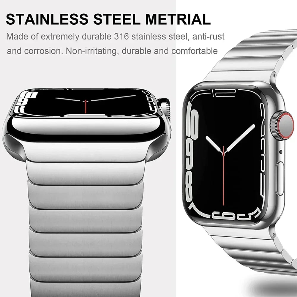 Titanium Color Strap for Apple Watch – Stainless Steel Bracelet for Ultra 2 49mm, 45mm, 44mm, 42mm, 41mm, 40mm, Fits iWatch 9, 8, 7, 6, SE, 5, 4