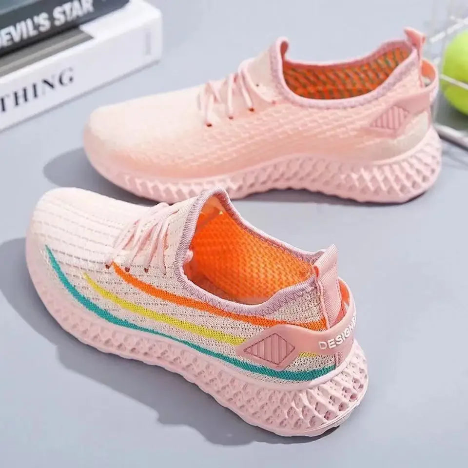 Women's Spring Sneakers – Casual Flat Shoes, Vulcanized Light Mesh Breathable Running Shoes for Summer 2021