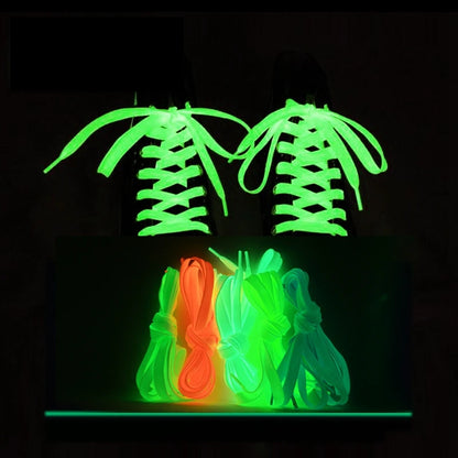 Luminous Shoelaces for Sneakers – Glow in the Dark Flat Canvas Shoe Laces | Fluorescent Colors, Available in 80cm, 100cm, 120cm, 140cm