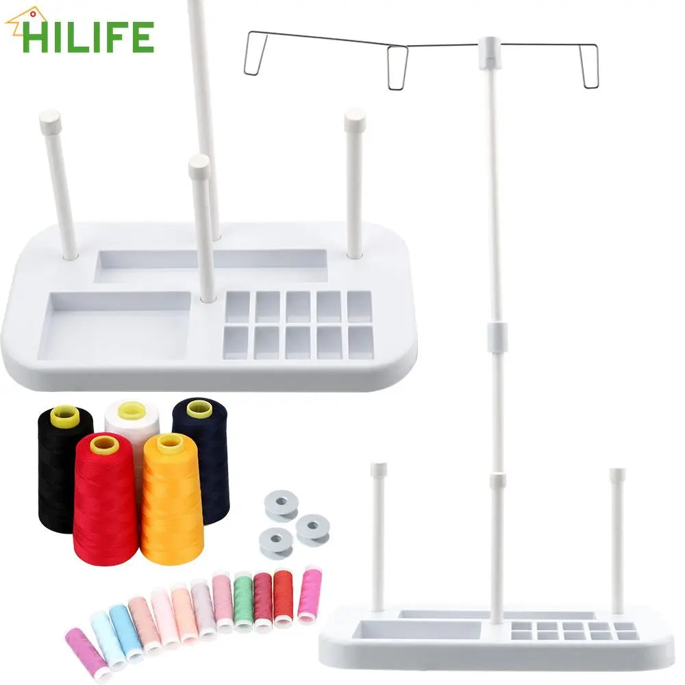 Adjustable Sewing Machine Spool Kit: Needle Thread Bobbin Holder Stand - Includes 3 Embroidery Thread Spools for Home Sewing Machines