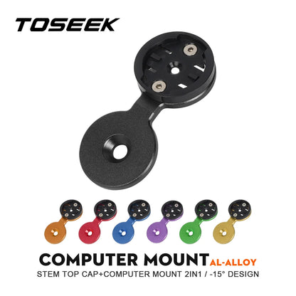 TOSEEK MTB Handlebar Integrated Headset Cap Cover with Computer Mount | Compatible with Garmin, Bryton, Wahoo Bicycle Computers