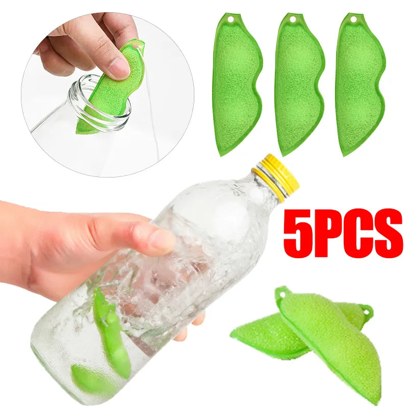 Multi-Pack Pea Cleaning Sponge Set - 1/3/5PCS, Versatile Cup & Glass Bottle Brushes, Kitchen Scrubber for Coffee & Tea Drinkware, Efficient Cleaning Gadgets