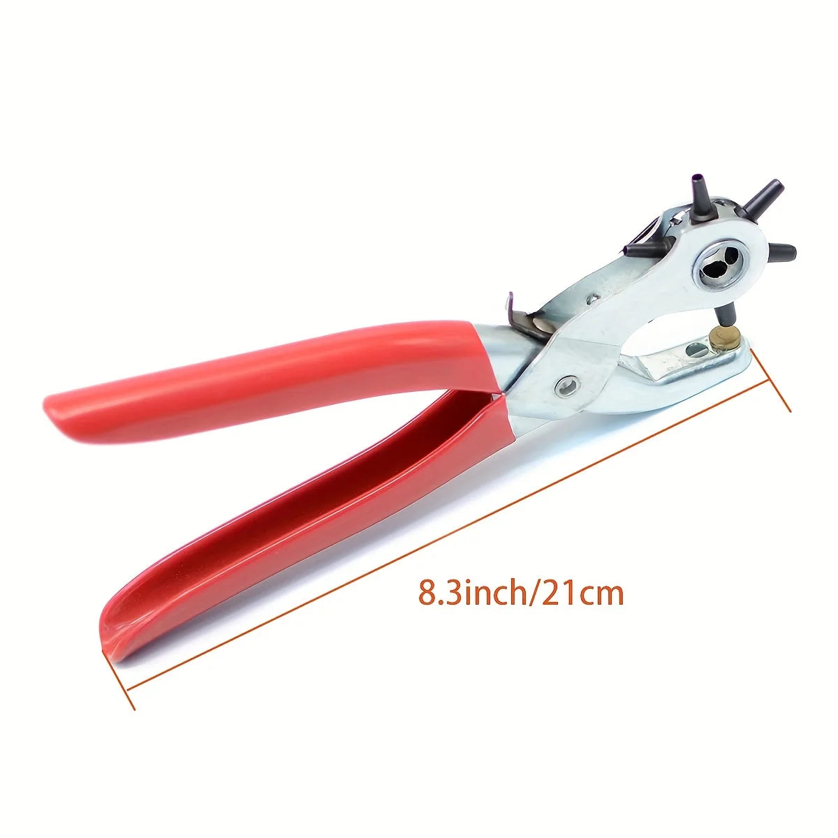 Heavy Duty Leather Hole Punch: 9" Belt Hole Puncher with 6 Size Revolving Hand Tool