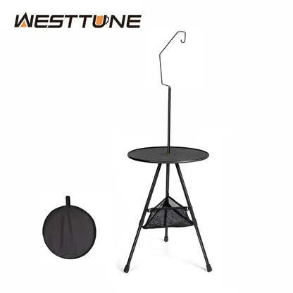 WESTTUNE Camping Round Table: Ultralight Portable Folding Table with Light Stand and Adjustable Legs - Ideal for Picnic, Indoor, and Outdoor Use