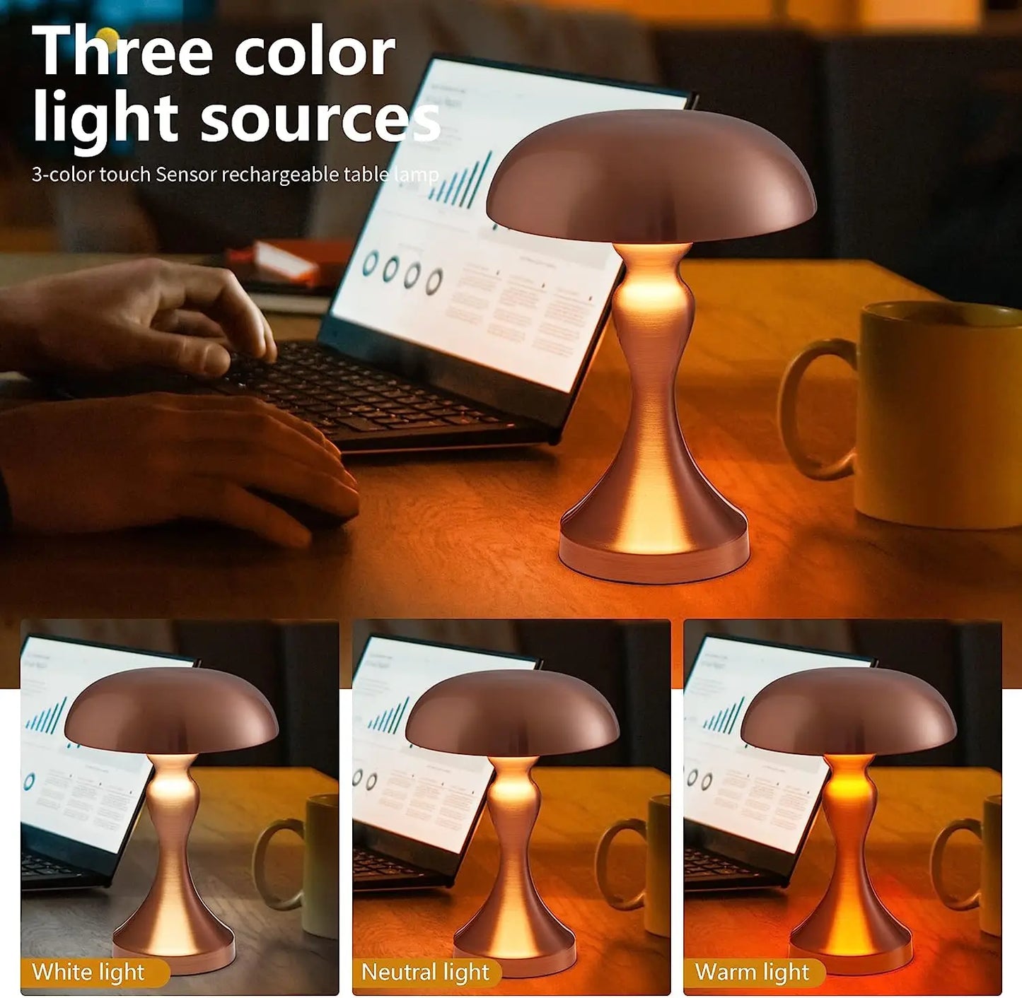 Rechargeable LED Table Lamp: Touch Sensor Night Light for Bedroom, Restaurant, Hotel, Bar - Wireless & Stylish