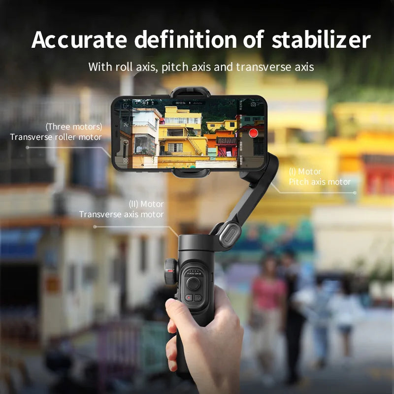 AOCHUAN Smart XE 3-Axis Handheld Gimbal Stabilizer with Fill Light - Perfect for iPhone, Android, Face Tracking, Tiktok, and Vlogging