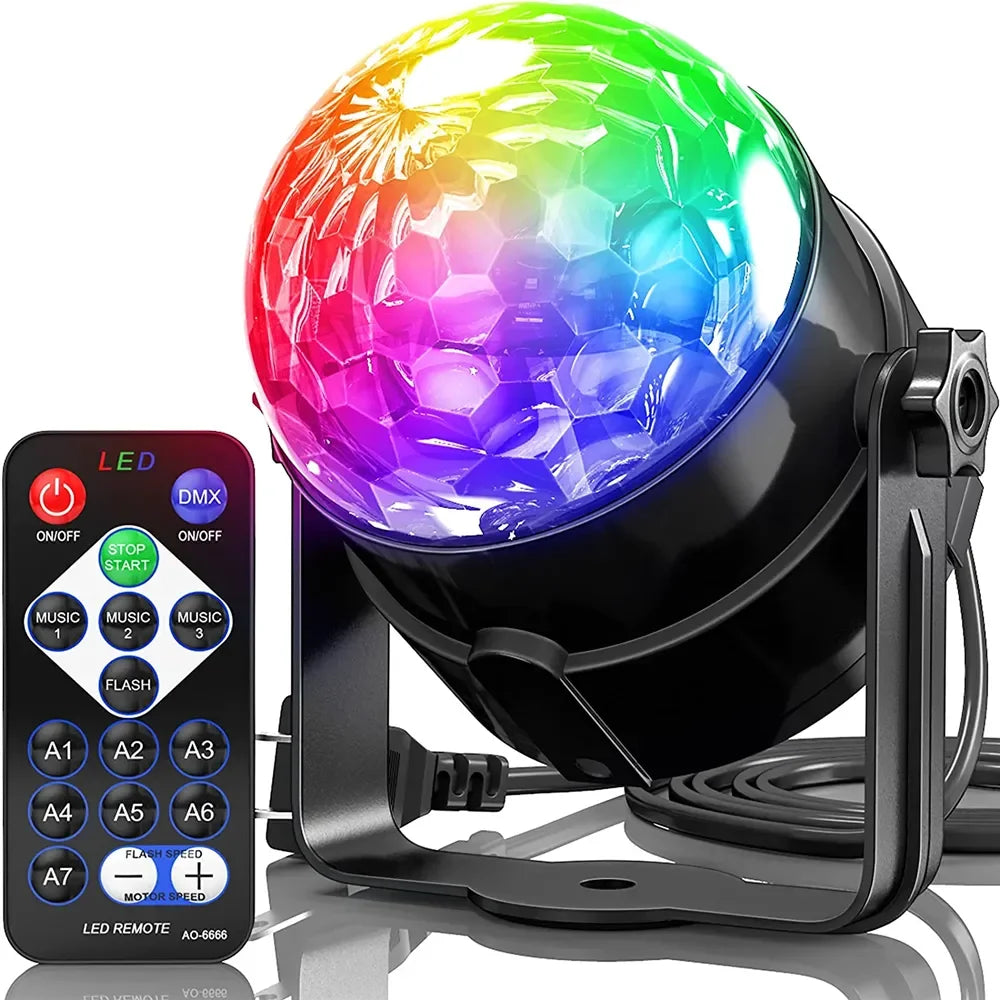 Sound Activated Stage Strobe Light with Remote Control - 7 Colors Disco Ball Lamps for Home Parties, Kids Birthday, Wedding Bar