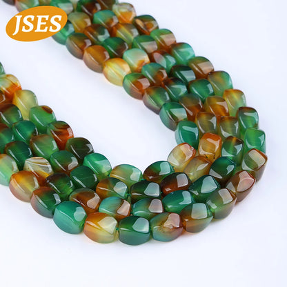 A+ Natural Peacock Agate Onyx Twisted Beads 8x11mm - Loose Beads for DIY Jewelry Making, Bracelets, Necklaces, and Earrings