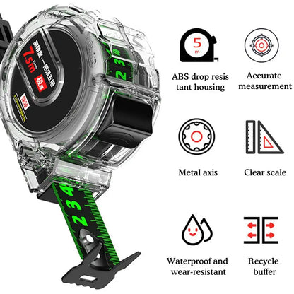 Transparent Thickened Tape Measure: High Carbon Steel Ruler for Woodwork - 5/7.5/10M Meter Gauge Distance Measuring Tool