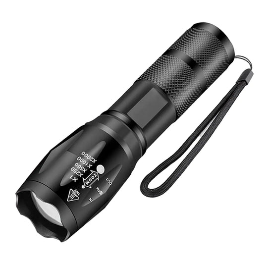 High Power LED Flashlight: Camping Torch with 5 Lighting Modes - Waterproof Aluminum Alloy, Zoomable Light, Uses 3 AAA Batteries