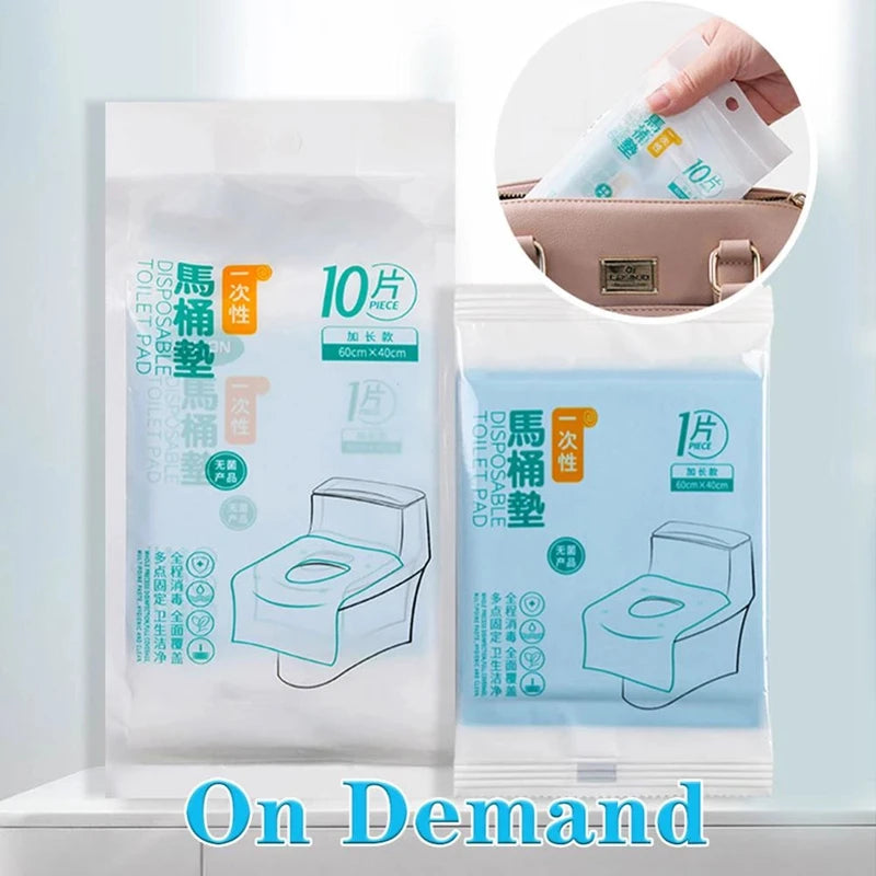 10PC Disposable Paper Toilet Seat Covers: Biodegradable Camping Bathroom Accessory - Travel Toilet Mat Protector Cushions